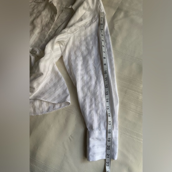 Zara White Button Down Shirt with Tie Front - Picture 10 of 11